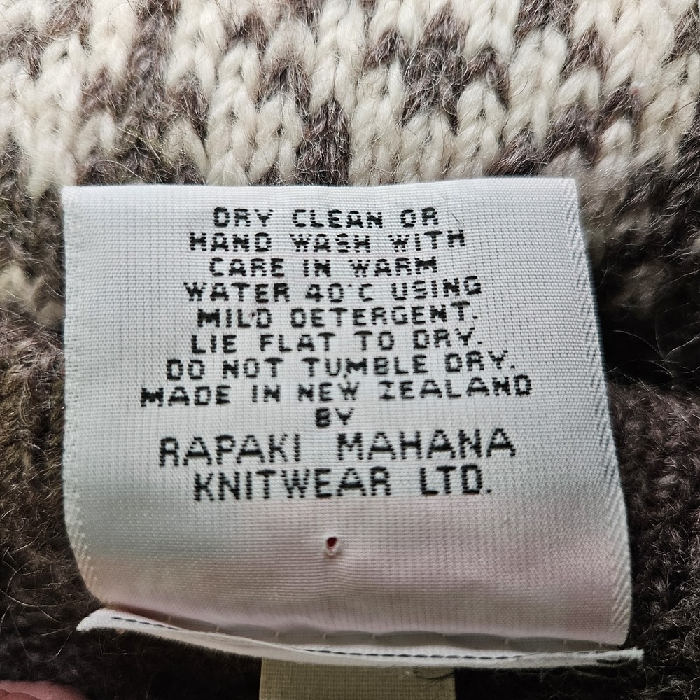 VTG Rapaki Mahana Fair Isle Nordic Hand‎ Knit 100% Wool Cardigan Sweater M/38 - Picture 7 of 8